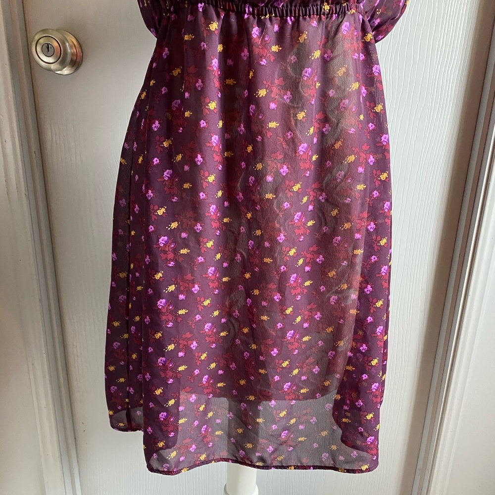 Sheer Purple Floral Dress - Picture 3 of 7